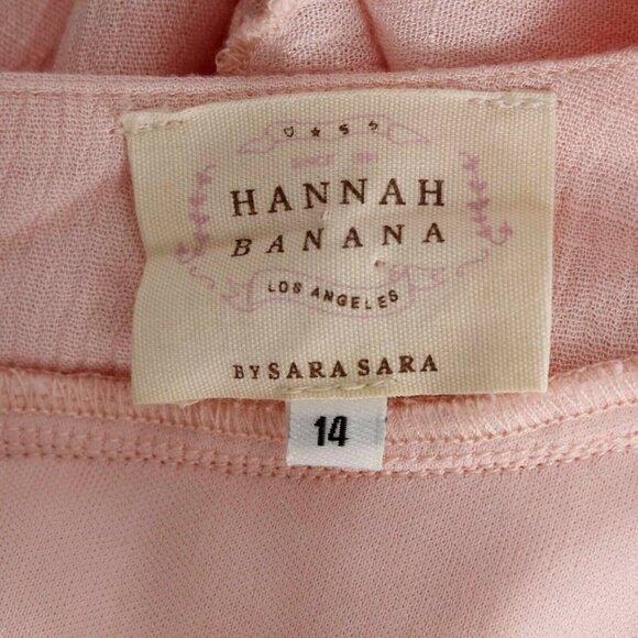 Hannah Banana Sz 14 Girls Pink Blue White Rhinestone Lined 100% Poly Rayon Dress - Picture 3 of 4